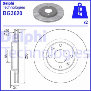 BG3620 диск тормозной передний!\ Citroen C3/Xsara, Peugeot 206/Partner 1.1-2.0HD BG3620 DELPHI