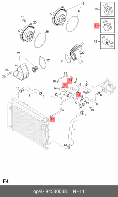 Хомут CHEVROLET шланга системы охлаждения OE 94530038 GENERAL MOTORS