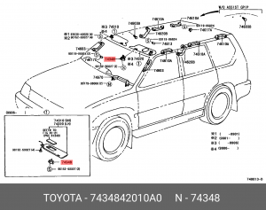 крепеж козырька солнцезащитного!\ Toyota RAV4 00-05 74348-42010-A0 TOYOTA