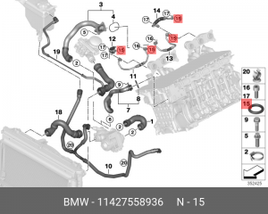 кольцо уплотнительное!\ BMW E60/E61/E91/E90/E92 11 42 7 558 936 BMW