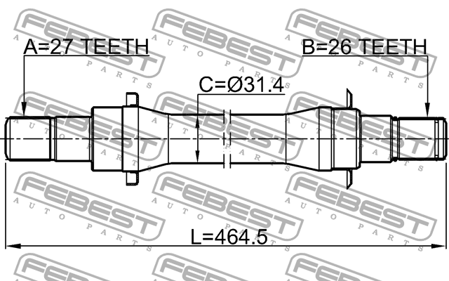 Полуось правая KIA SPORTAGE (SL) 2010-2016 2212-SP4WDMT 2212-SP4WDMT FEBEST