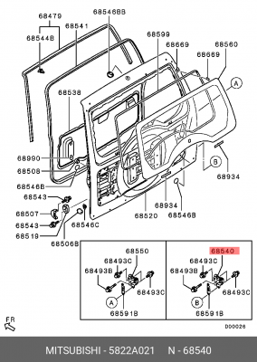 петля двери задней! багажника, нижняя\ Mitsubishi Pajero/Montero IV V8/V9 07> 5822A021 MITSUBISHI