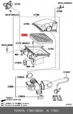 Фильтр воздушный TOYOTA 17801-38030 17801-38030 TOYOTA