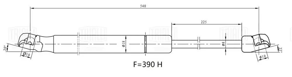 Упор газовый (амортизатор) Mazda 3 (03-) хетч. (крышки багажника) (GS 2502) GS2502 TRIALLI