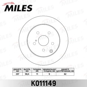 Диск тормозной задний D297мм TOYOTA VERSO 09- (TRW DF6319) K011149 K011149 MILES
