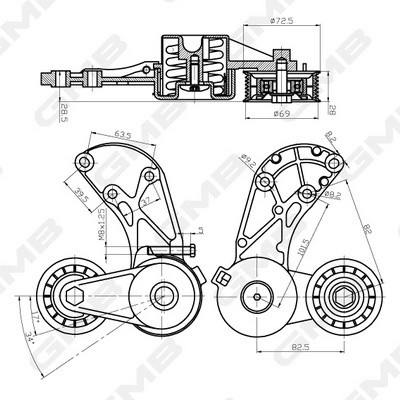 Натяжитель ремня GAT20460 GAT20460 GMB