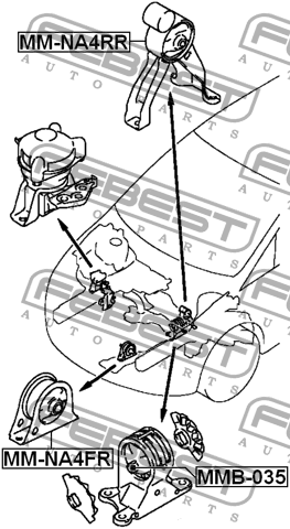 Сайлентблок левой опоры двигателя TOYOTA VISTA/VISTA ARDEO 1998.06-2003.07 MMB-0 MMB-035 FEBEST