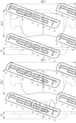 Колодки передние RENAULT DUSTER I/II 2401-CAPTF 2401-CAPTF FEBEST
