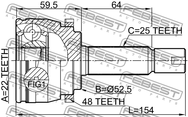 ШРУС наружный HYUNDAI Solaris (14-) комплект FEBEST 1210SOLA48 FEBEST