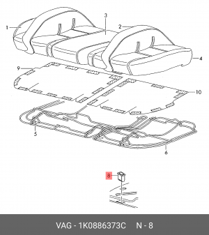 крепление заднего сиденья!\ VW Golf V 03-09 1K0 886 373 C VAG