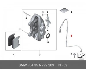 Датчик износа тормозных колодок BMW 1 (F20,F21),3 (F30,F31) передний OE 34 35 6 792 289 BMW