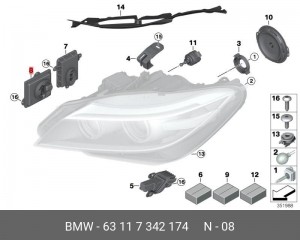 63117342174 Светодиод основной фары ! \BMW X1 E84, Z4 E89 63 11 7 342 174 BMW
