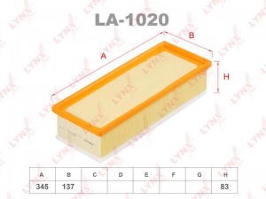 Фильтр воздушный подходит для AUDI A3 1.6TD-2.0TD 03/TT 1.8T-2.0T 06, VW Golf V  LA-1020 LYNXAUTO