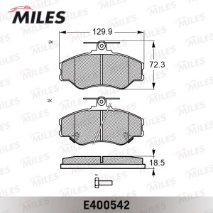 Колодки тормозные передние (Смесь Low-Metallic) HYUNDAI H100/PORTER (TRW GDB3089 E400542 MILES