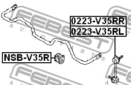 Тяга стабилизатора 0223-V35RR 0223-V35RR FEBEST