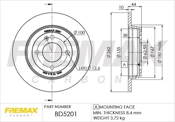 Диск тормозной FREMAX BD-5201 BD5201 FREMAX