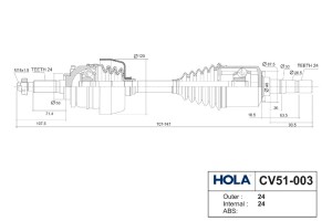 Привод для а/м ВАЗ 21213, для а/м ВАЗ 21214, 2123 (левый, короткий) н/о "HOLA" 2 CV51003 HOLA