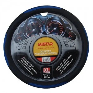 Оплетка руля (XL) 41-42см черно-синяя кожа MISTAR MIS17STW24BLXL MISTAR