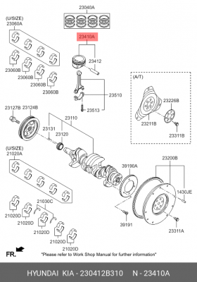 Поршень двигателя с пальцем 230412B310 HYUNDAI KIA