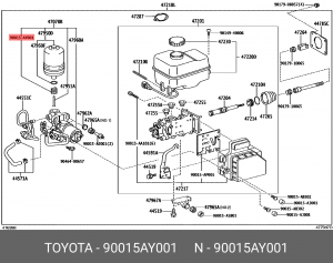 пружина тормозной системы!\ Toyota Land Cruiser 08-21/4Runner 04-24 90015-AY001 TOYOTA