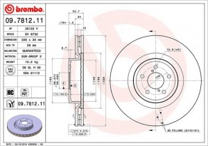 09.7812.11 диск тормозной передний!\ Subaru Impreza 2.0-2.5i 00> 09.7812.11 BREMBO