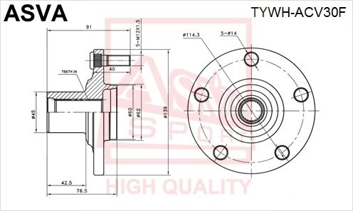 Ступица TOYOTA Camry (01-06) колеса переднего ASVA TYWH-ACV30F ASVA