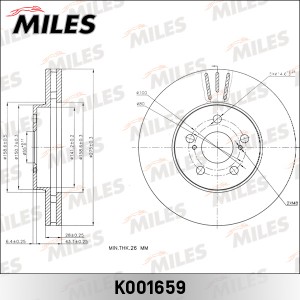 Диск тормозной передний TOYOTA WISH (TRW DF7355) K001659 K001659 MILES