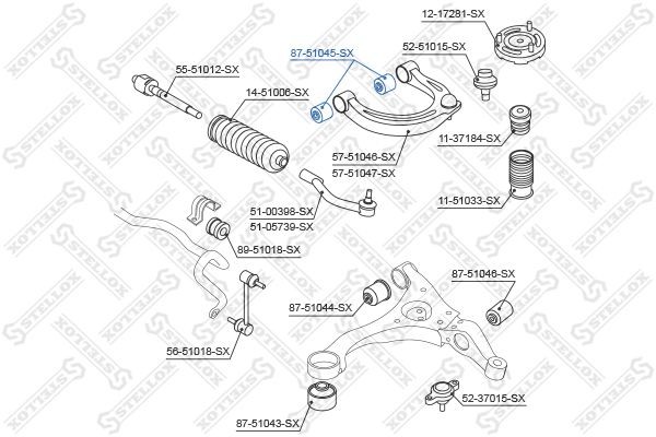 сайлентблок рычага верхн.!\ Hyundai Sonata NF 04> 87-51045-SX STELLOX