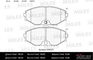 Колодки тормозные передние (Смесь Semi-Metallic) NISSAN MAXIMA QX (A33) 2.0-3.0  E100371 MILES