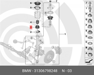 Пыльник амортизатора BMW 1 (E81,E87) переднего (1шт.) OE 31 30 6 798 248 BMW