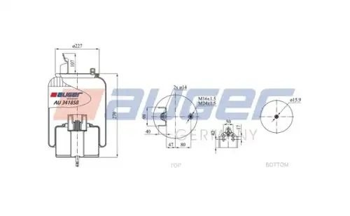 пневмоподушка со стаканом! стальной стакан\ Volvo FH/FM 05-12 AU341858K AUGER