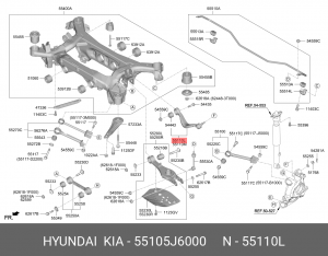 Рычаг подвески KIA K900 (18-) задней верхний левый OE 55105J6000 HYUNDAI KIA