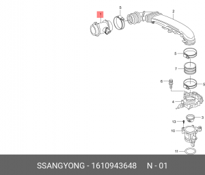Датчик массового расхода воздуха SSANGYONG Actyon (06-),Kyron (07-),Actyon Sport 1610943648 SSANG YONG