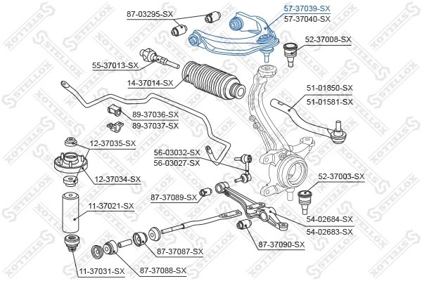 рычаг верхний левый!\ Honda Accord 98> 5737039SX STELLOX