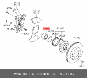 Подшипник ступицы HYUNDAI Santa Fe (00-06),Tucson (04-10) KIA Sportage (04-10) п 503103E102 HYUNDAI KIA