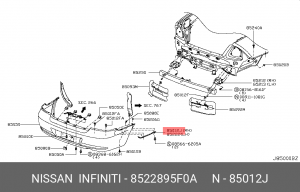 кронштейн бампера заднего правый!\ Nissan 85228-95F0A NISSAN