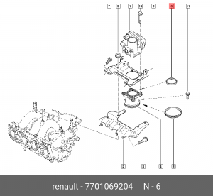 Прокладка RENAULT Logan (14-) заслонки дроссельной OE 7701069204 RENAULT