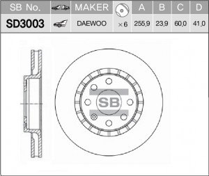 Диск тормозной CHEVROLET LANOS/DAEWOO NEXIA 14/OPEL ASTRA F/VECTRA A/B пер.вент  SD3003 SANGSIN