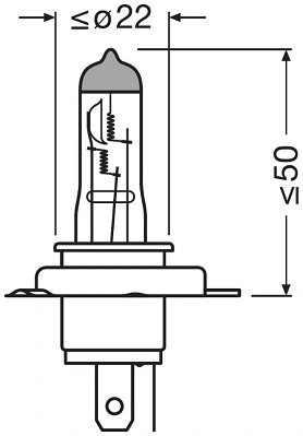 Лампа 12V H19 60/55W PU43t-3 OSRAM 64181L OSRAM