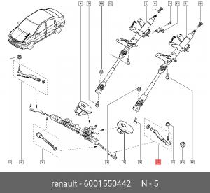 Наконечник рулевой L RENAULT Logan/Sandero/LADA Largus 6001 550 442 6001550442 RENAULT
