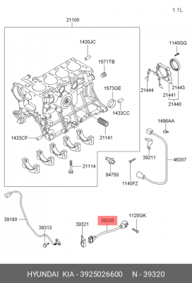Датчик детонации 3925026600 HYUNDAI KIA