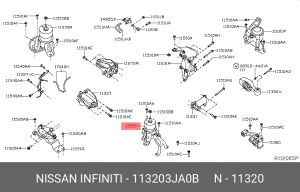 ПОДУШКА ДВИГАТЕЛЯ ИЗ МЕТЛЛОНАПОЛНЕННОЙ Р 11320-3JA0B 11320-3JA0B NISSAN