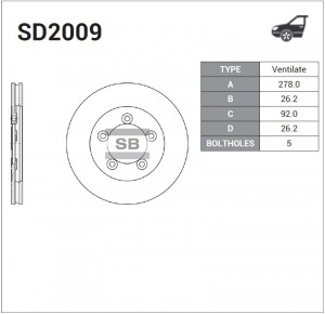 Диск тормозной передний KIA BONGO III SD2009 SD2009 SANGSIN