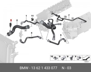 датчик температуры охл.жидк.!\ BMW E46/E39/E60/E38/E65/X5 1.6-6.0i/2.0D 94> 13 62 1 433 077 BMW