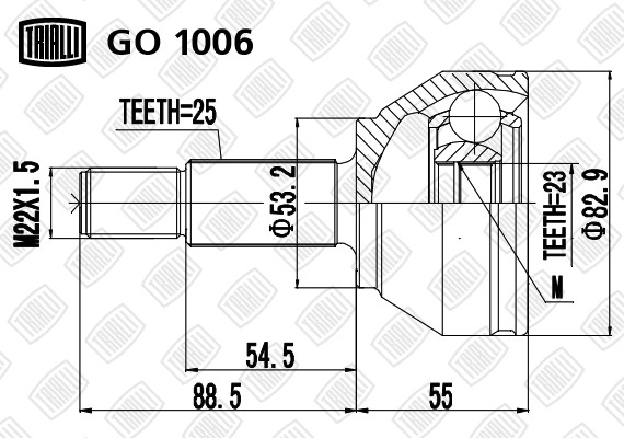 ШРУС наружный FORD Fiesta (04-08) комплект TRIALLI GO 1006 TRIALLI