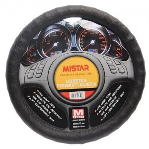 Оплетка руля (M) 37-39см черная ребристая с перфорацией MISTAR MIS17STW61BKM MISTAR