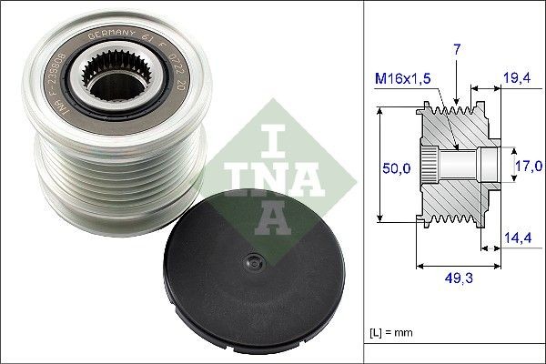 Шкив генератора MERCEDES SPRINTER (906), W212 535014010 535014010 INA