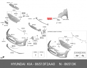 КРОНШТЕЙН БАМПЕРА К КРЫЛУ Л 86513F2AA0 HYUNDAI