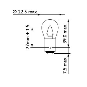 Лампа 12V P22 15W BA15s PHILIPS 12401CP PHILIPS