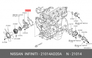 прокладка помпы!\ Nissan NP300/Pathfinder 2.5 08> 21014-AD20A NISSAN